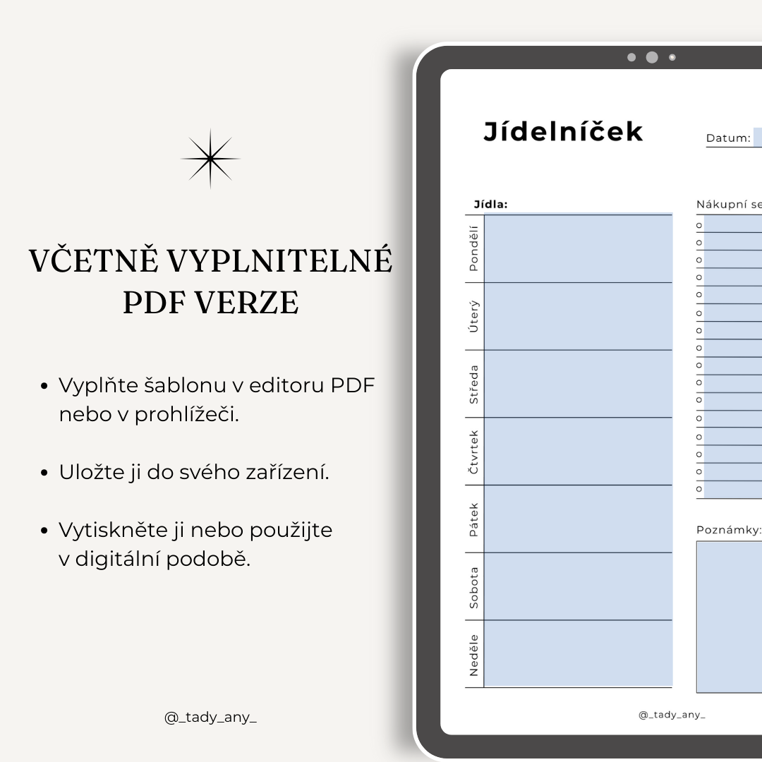 Týdenní plánování jídel s šablonou pro tisk ZDARMA