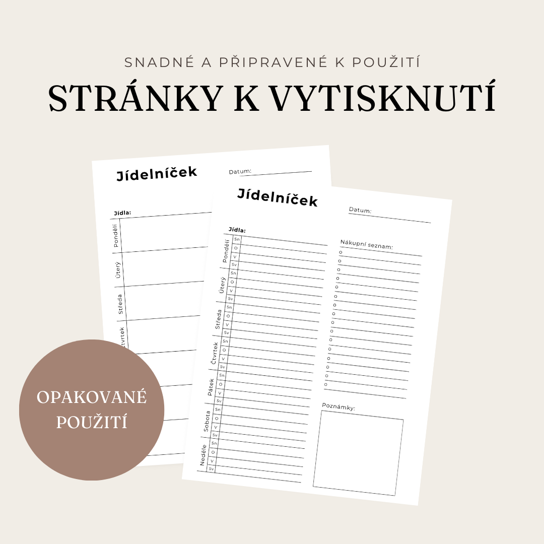 Týdenní plánování jídel s šablonou pro tisk ZDARMA